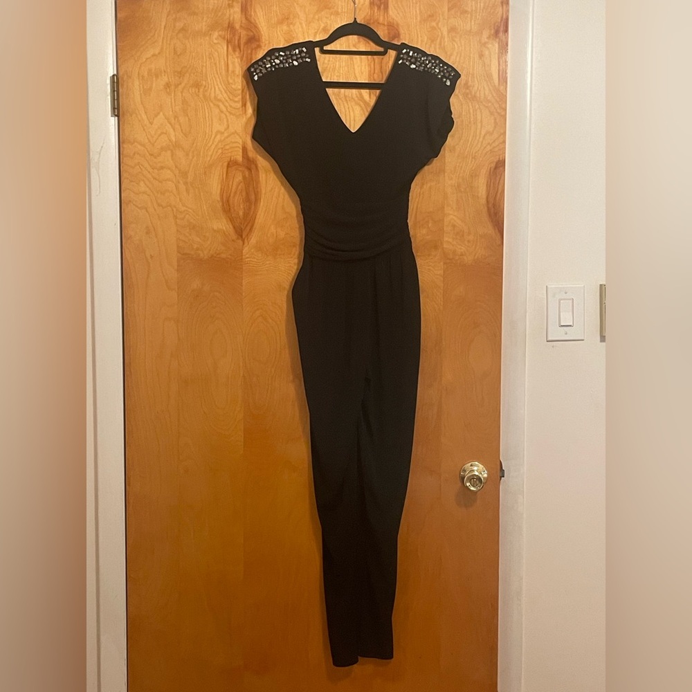 Guess Black V-Neck Jumpsuit
